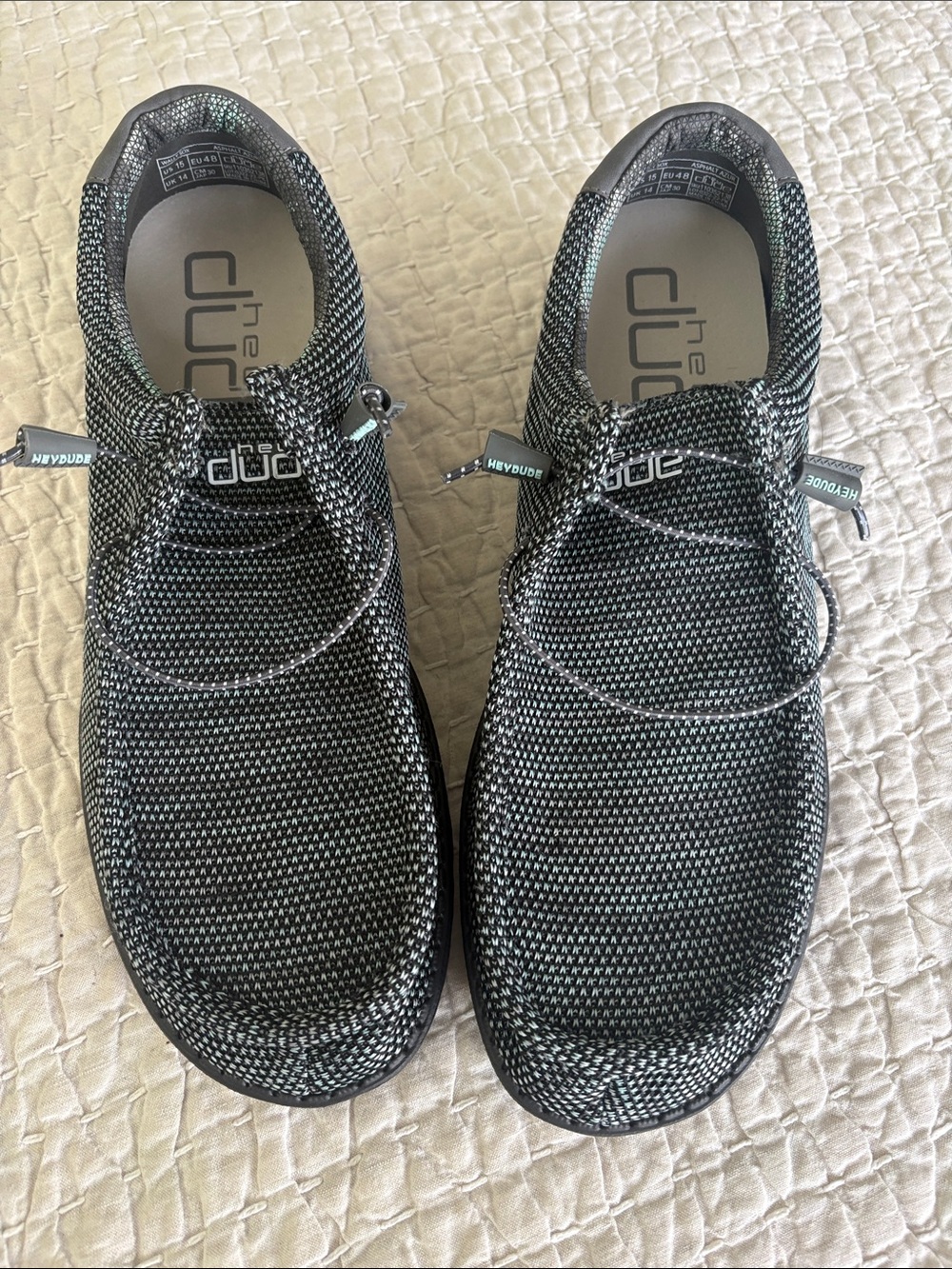 Hey Dude Men's Knit Slip-On Loafers in Black and Gray